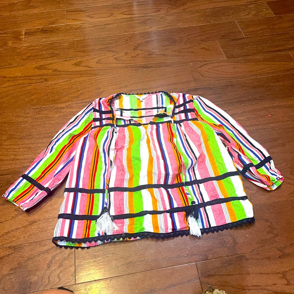 Crown & Ivy Blouse Stripes 3/4 Sleeve Medium
